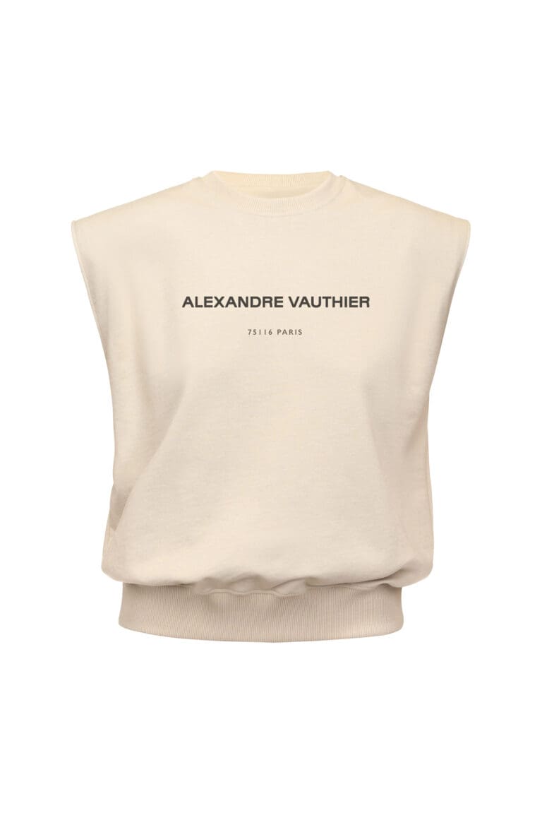 Alexandre Vauthier logo on cream sleeveless shirt